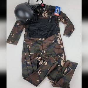 Boys Skull Commando Fatigues Jumpsuit with Vest & Helmet Only NWT SZ S 4/6